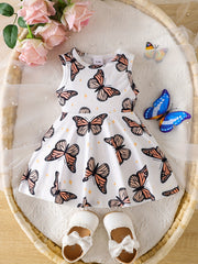 Sweet Sleeveless Pleated Dress for Baby Girls