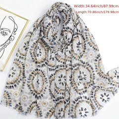 Boho Frayed Edge Scarf Hot Stamping Print Shawl