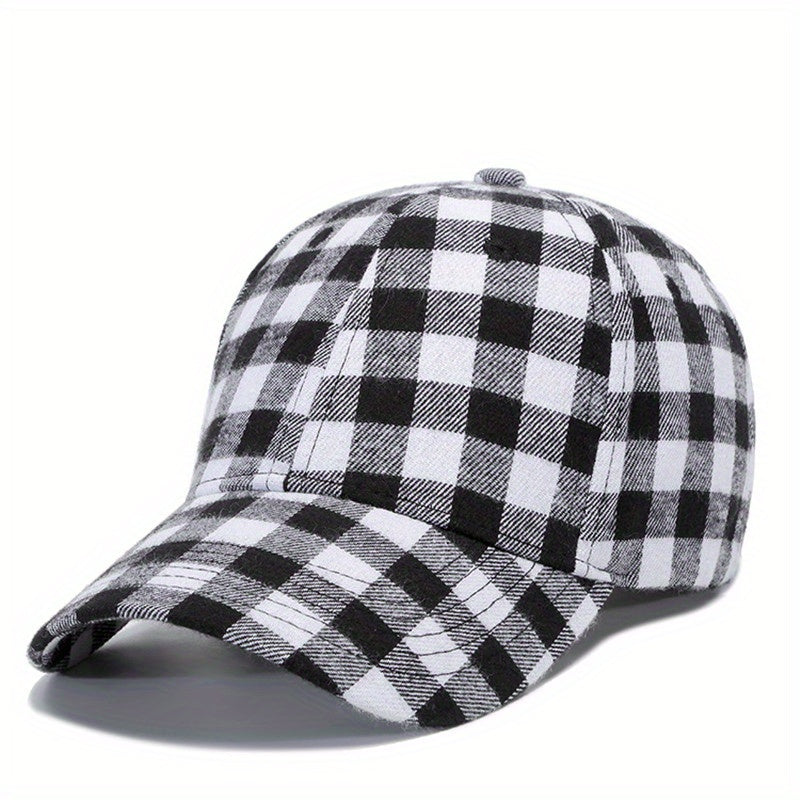 Plaid Print Couple Baseball Cap Classic Cotton Dad Hats for Men Women
