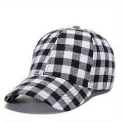 Plaid Print Couple Baseball Cap Classic Cotton Dad Hats for Men Women