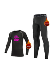 2pcs Kids Fleece Compression Sets Letter Print Pullover Matching Pants