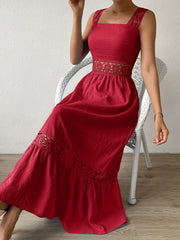 Bohemian Long Bridesmaid Dress Solid Casual Hollow