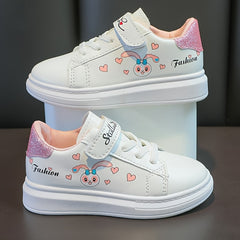 Girl's Cartoon Pattern Sneakers Hook And Loop Fastener Shoes For Kids