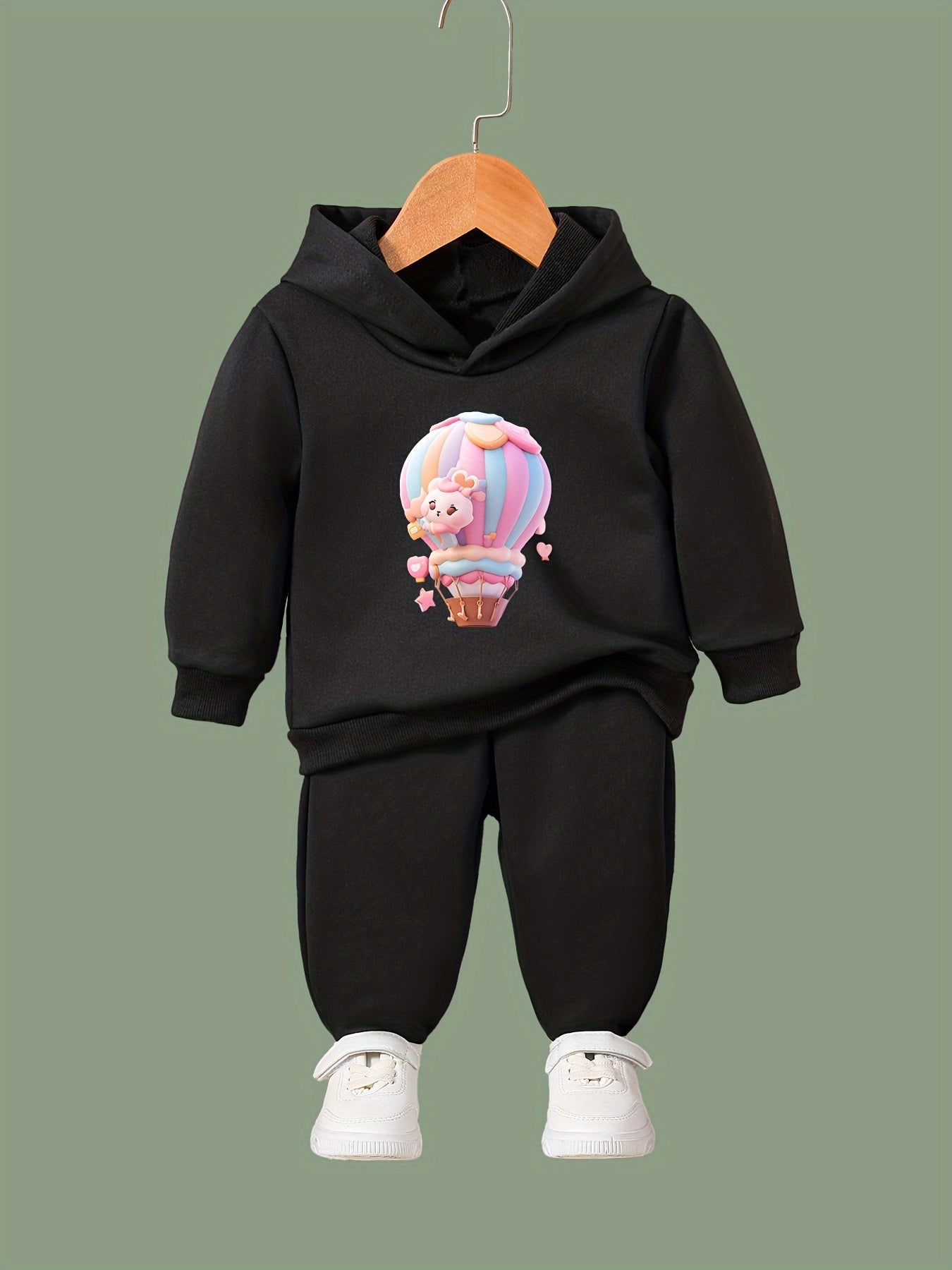 OERYUI Kids 2pcs Air Balloon Print Hoodies Pants Set