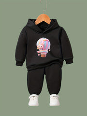 OERYUI Kids 2pcs Air Balloon Print Hoodies Pants Set