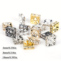 50pcs Mixed Square Rhinestone Crystal Beads for DIY Jewelry Making