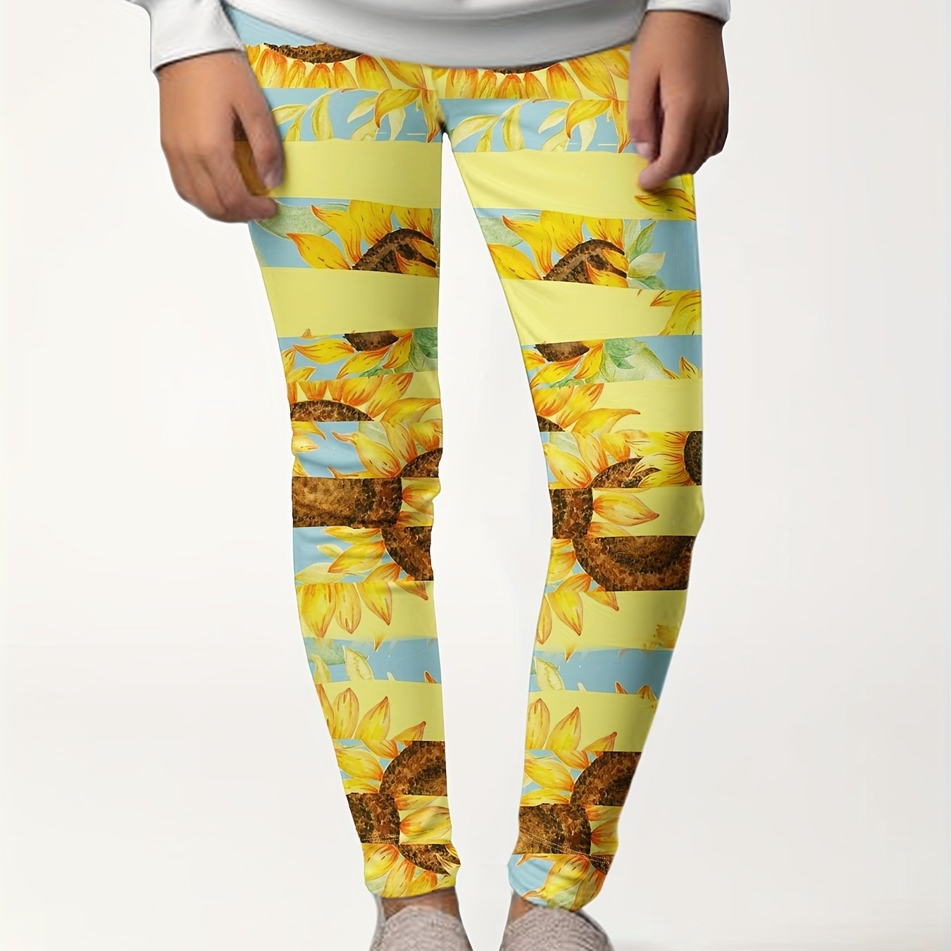Sunflower Graphic Leggings Girls Thick Leggings Fall Winter Gift
