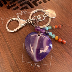 Natural Crystal Pine Stone Key String For Male Gemstone Healing Crystal Keychain