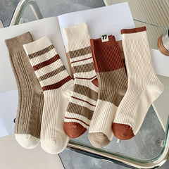 Striped Crew Socks Comfy & Breathable Women's Stockings