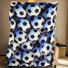 3D Football Print Flannel Blanket for Camping Office Sofa Nap