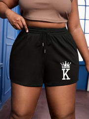 Women's Plus Crown Print Drawstring Shorts