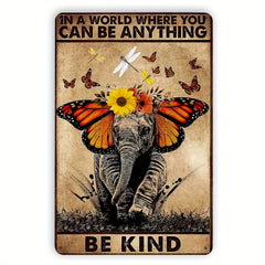 Vintage Elephant Butterfly Poster Be Kind Garden Yard Signs