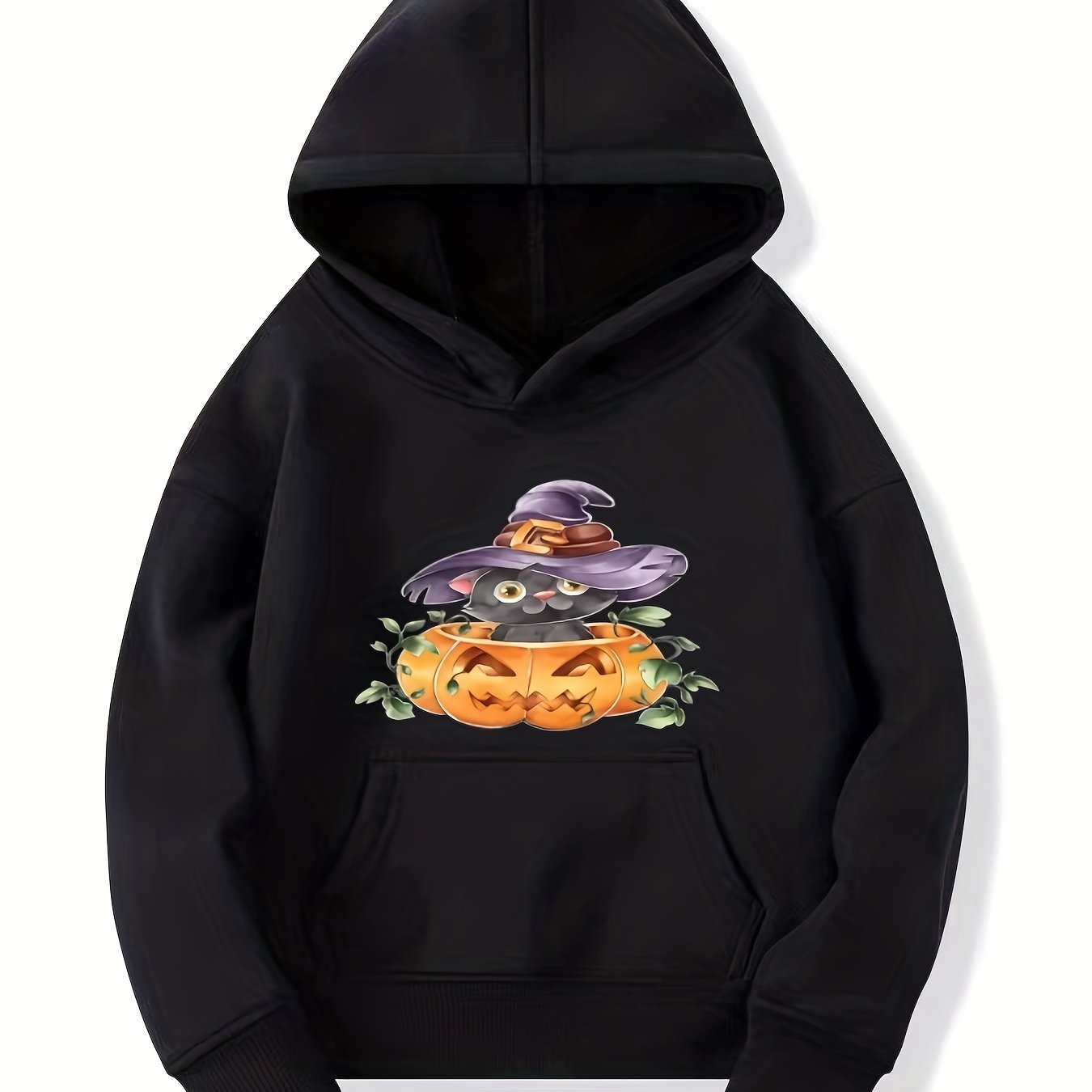 Kitty Witch Pattern Smart Hoodie For Girls