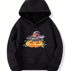 Kitty Witch Pattern Smart Hoodie For Girls