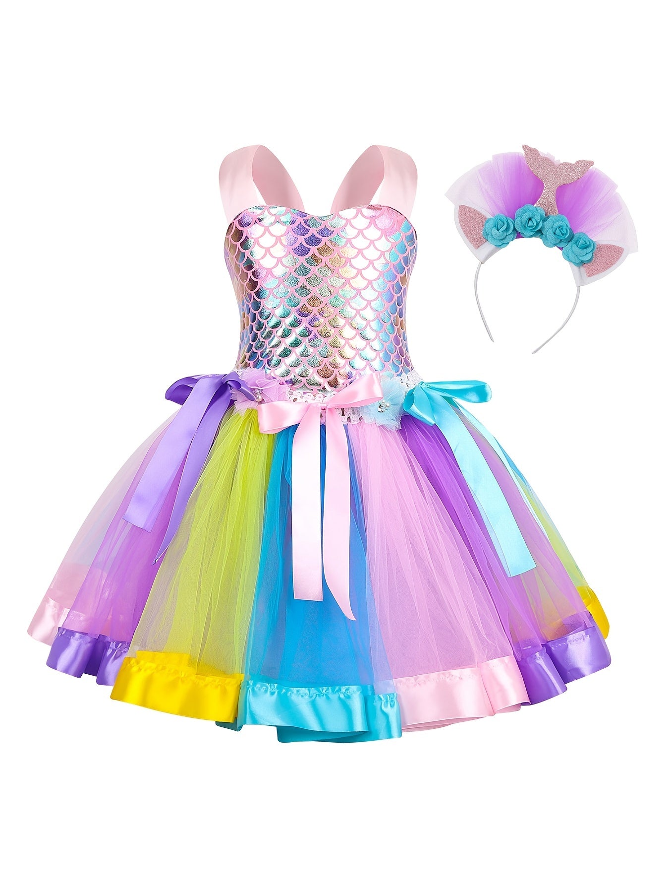 2pcs Mermaid Tutu Dress Halloween Costume