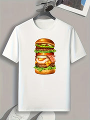 Hamburger Print Men's Graphic T shirt for Summer