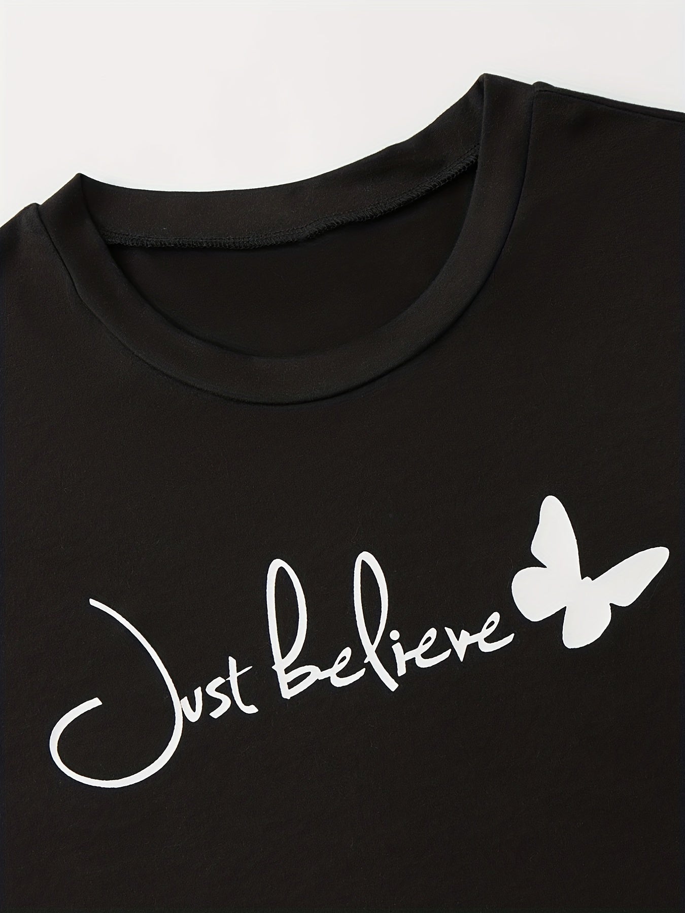 Butterfly Print Tee & Shorts & Pants Loungewear Set