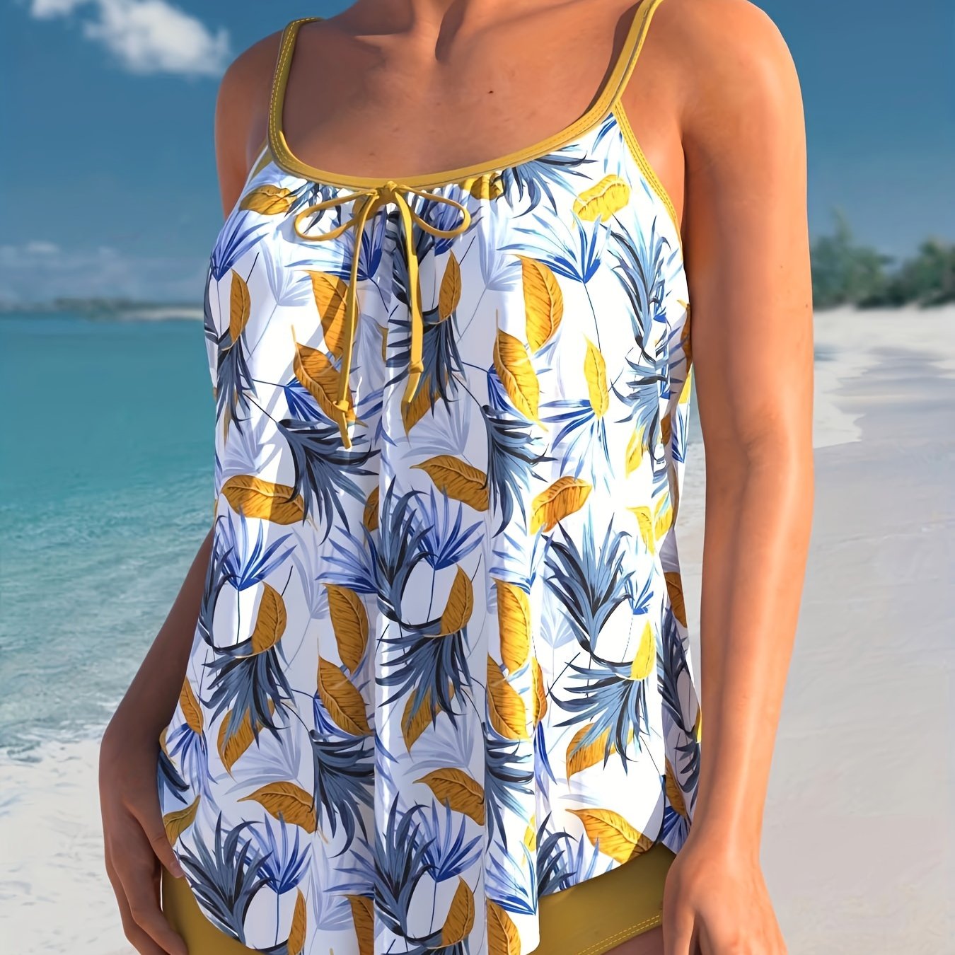 Leaf Pattern Tankini Set