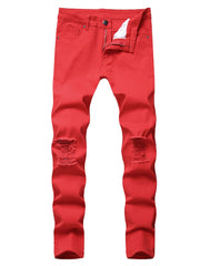 Men's Ripped Knee Slim Fit Stretch Jeans