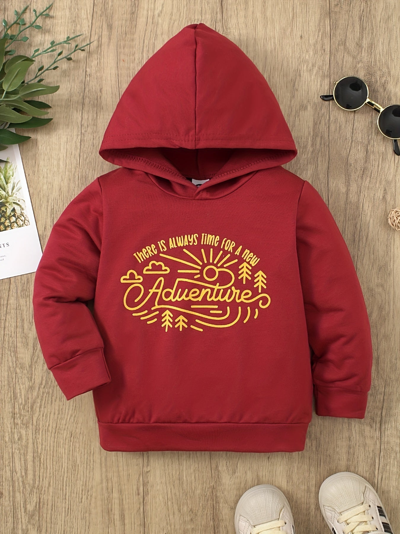 Boy's Adventure Print Hoodie for Outdoor Fall Winter