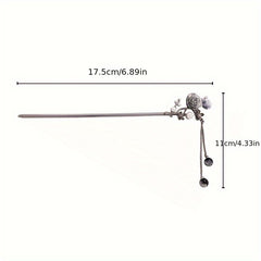 Vintage Ink Style Flower Hairpin with Tassel for Women Girls