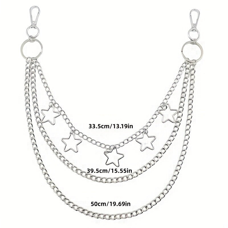 Star 3-Layer Waist Chain Decorative Pant Chain Jeans Trouser Chains