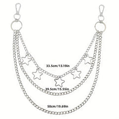 Star 3-Layer Waist Chain Decorative Pant Chain Jeans Trouser Chains