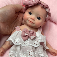 27" Silicone Reborn Girl Doll with Pink Lace Dress & Headband