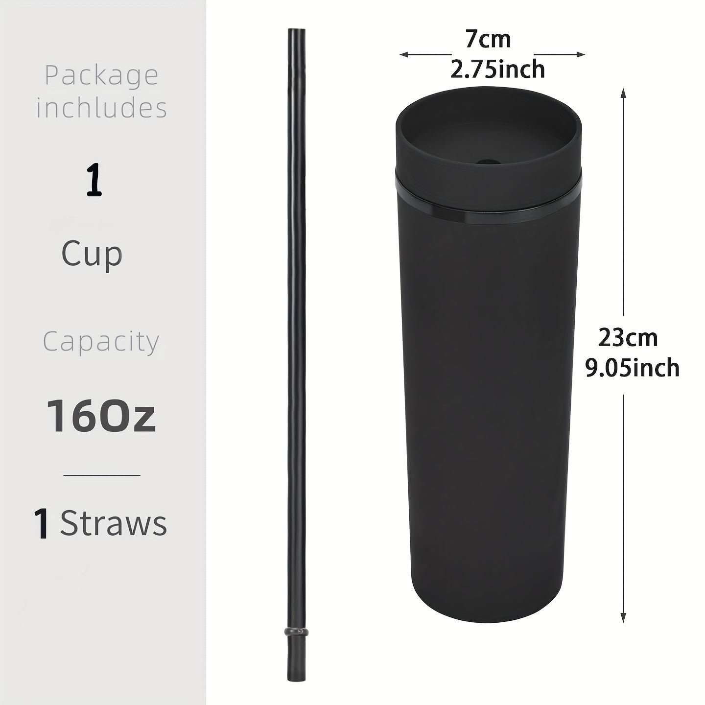 Large Capacity Acrylic Water Bottle with Straw for Travel