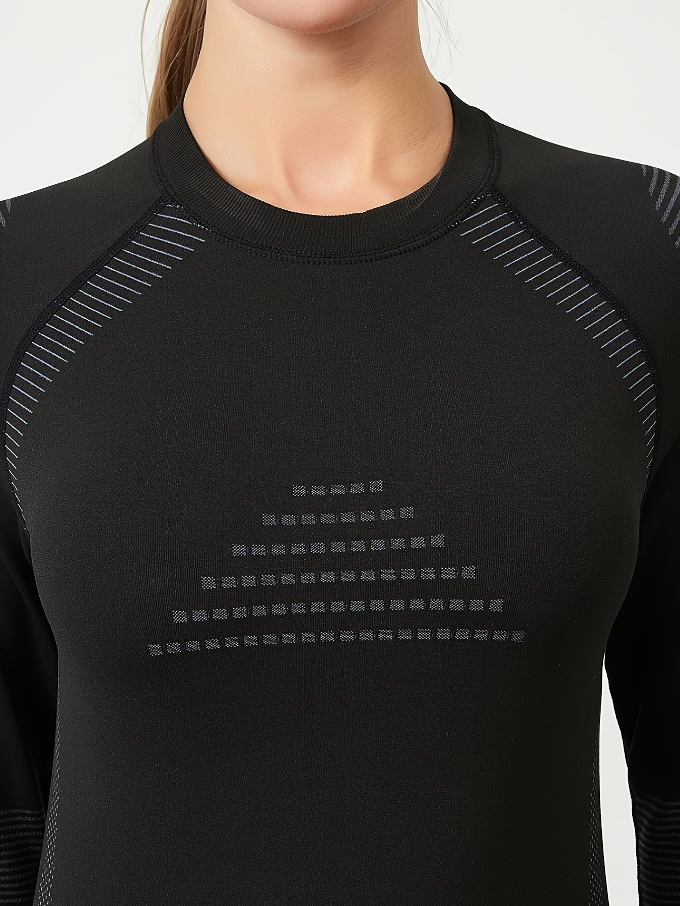 2pcs Thermal Underwear Set Long Sleeves Tops & Leggings Suit Women's Activewear