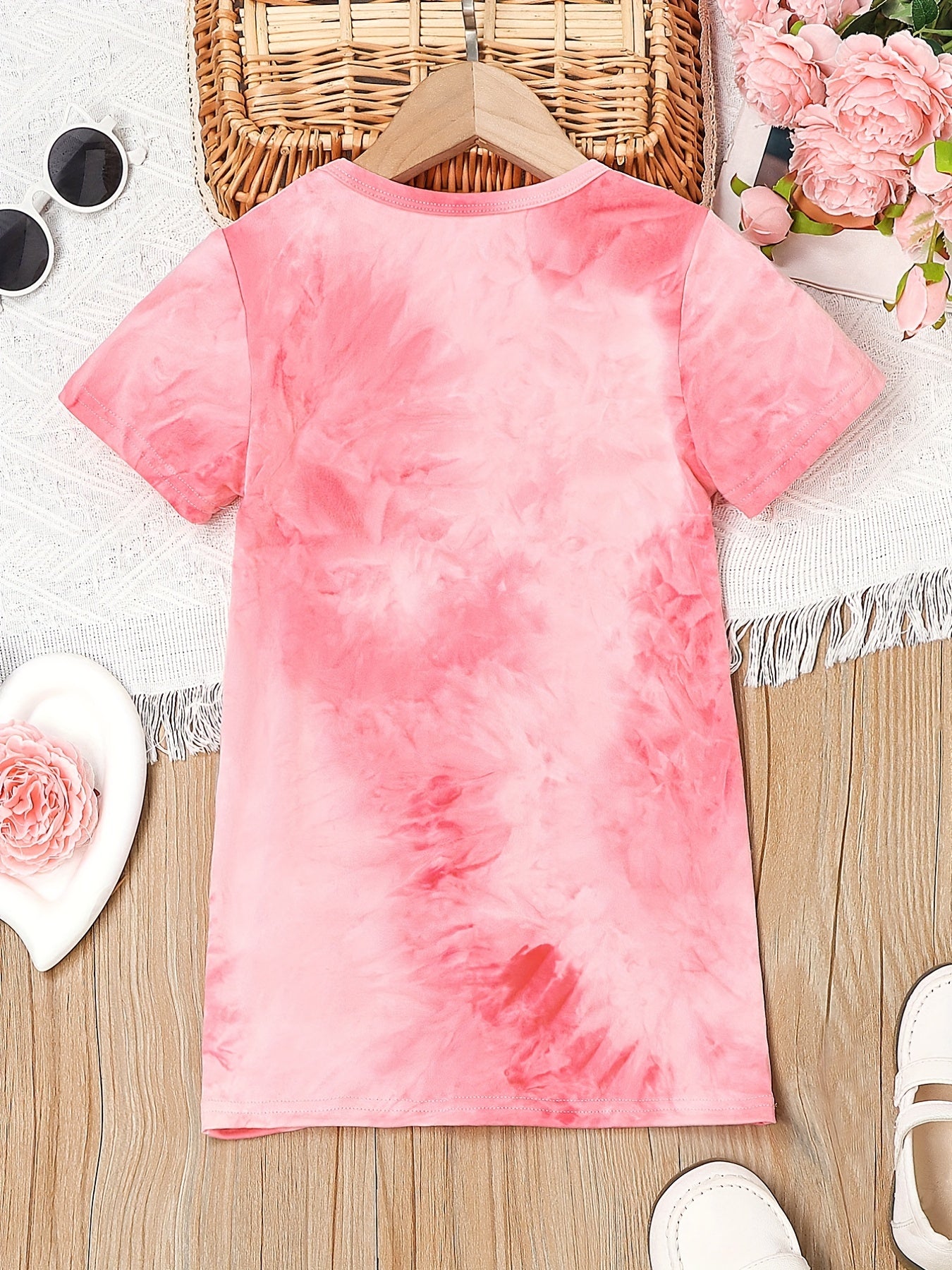 Girls Tie Dye Short Sleeve T-shirt Dress for Summer