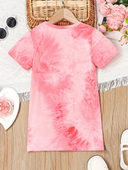 Girls Tie Dye Short Sleeve T-shirt Dress for Summer