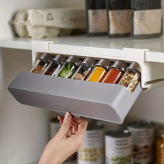 Under Shelf Spice Organizer With 6 Spice Jars Set Cabinet Spice Organizer