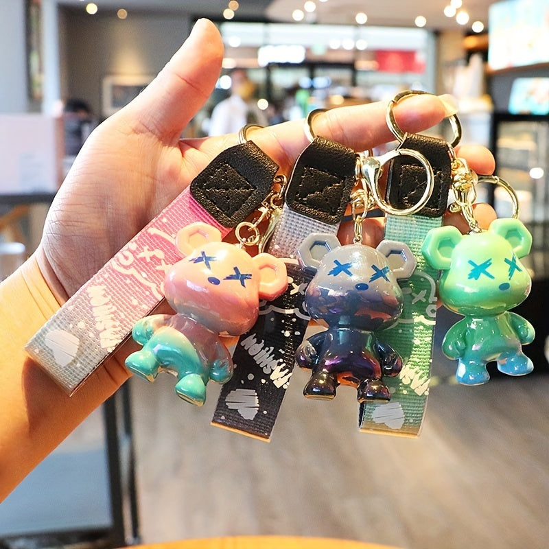 Resin Gradient Bear Keychain Key Chain Small Ornament Gift