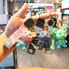 Resin Gradient Bear Keychain Key Chain Small Ornament Gift