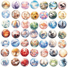 50pc Glass Ball World Stickers Decoration Cartoon Graffiti Stickers