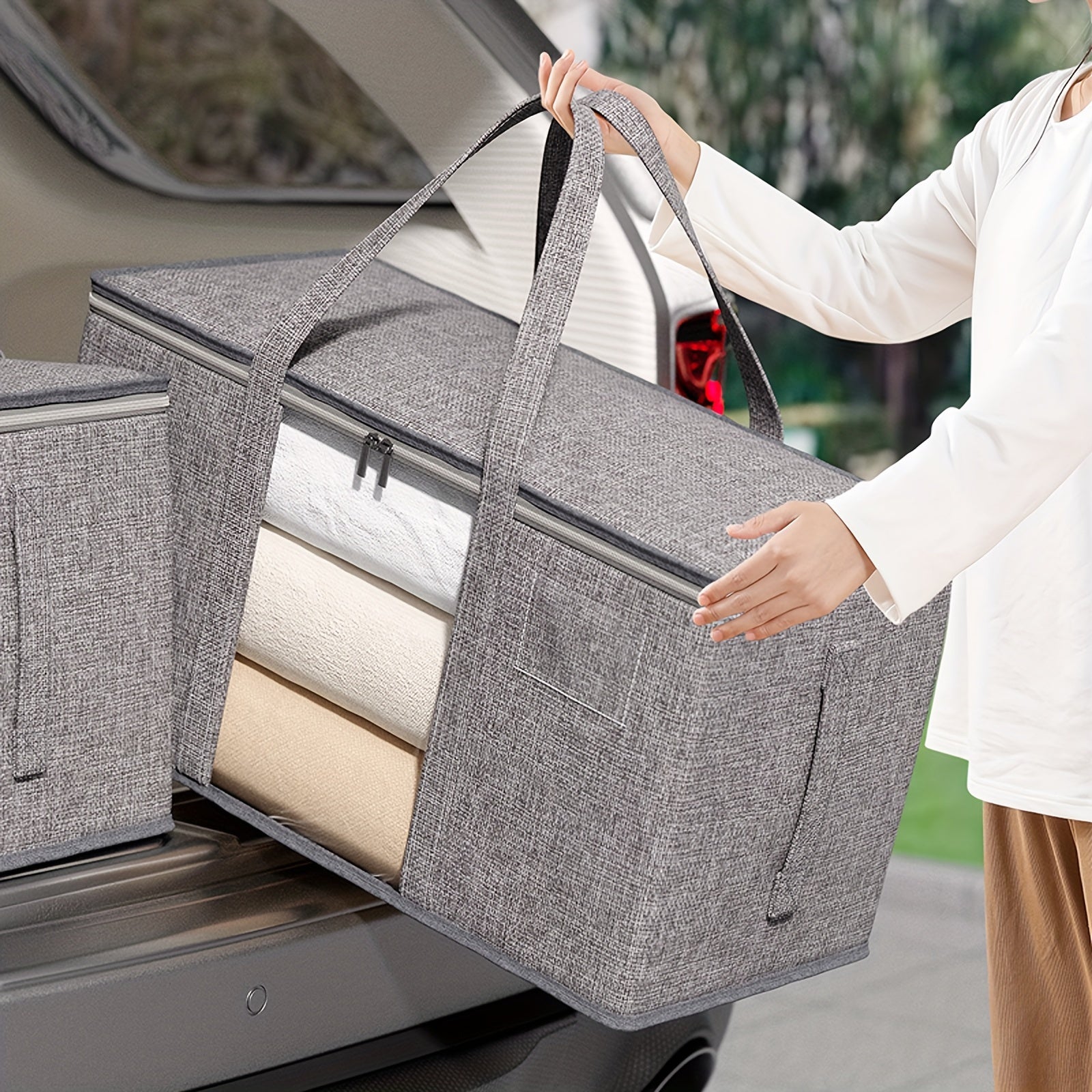 Large Capacity Storage Bag Lightweight Clothes Storage Bag With Window & Handles