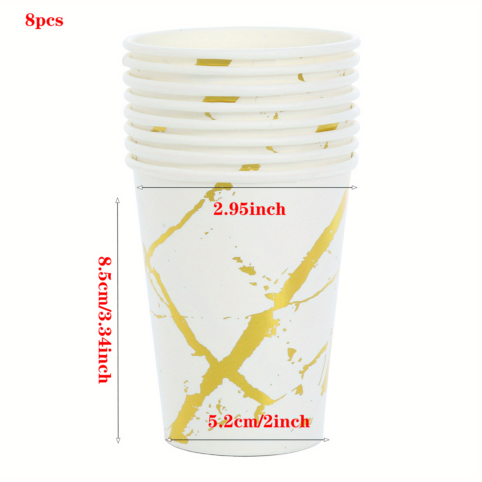 Marble Disposable Paper Plates with Golden Foil - 8/16pcs Set
