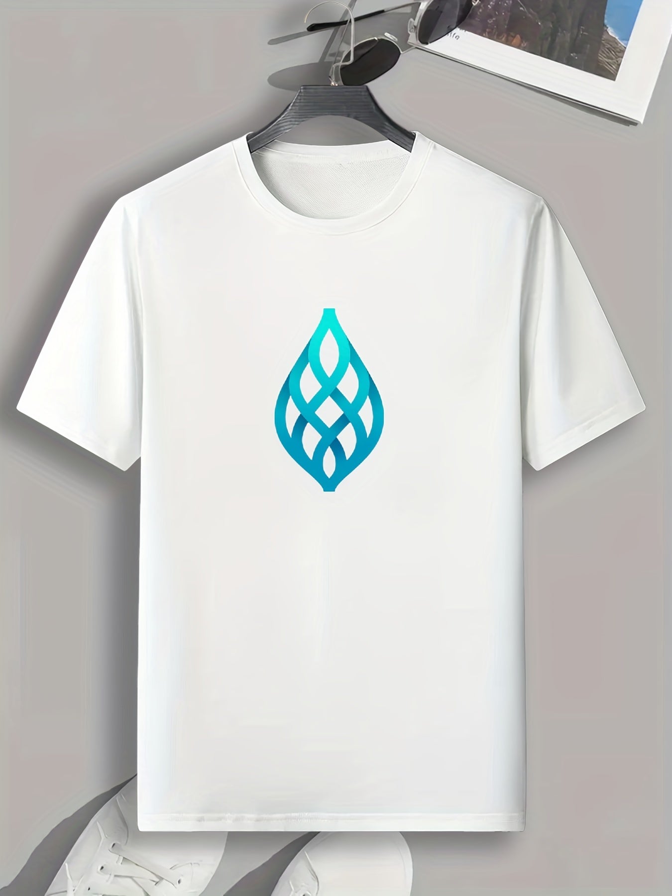Abstract Drop Print Men's Comfy T shirt Active Slightly Stretch Tee