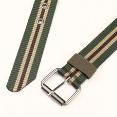 Striped Pattern Square Buckle Casual Belt For Daily Life Nylon Canvas