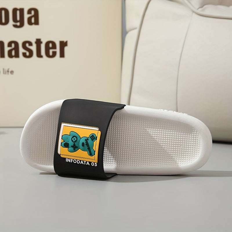 Men's Bear Print Open Toe Slides House Slippers