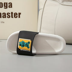 Men's Bear Print Open Toe Slides House Slippers