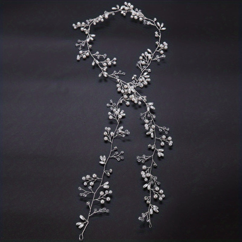 Bridal Pearl Braided Hairband Wedding Dress Accessories