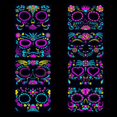 Halloween Neon Face Stickers Masquerade Tattoo Stickers