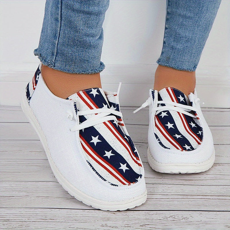 Women's American Flag Canvas Shoes Lightweight Outdoor Flats