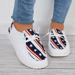 Women's American Flag Canvas Shoes Lightweight Outdoor Flats