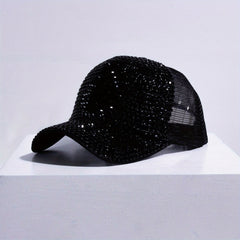 Rhinestone Mesh Trucker Hat Sparkly Baseball Cap