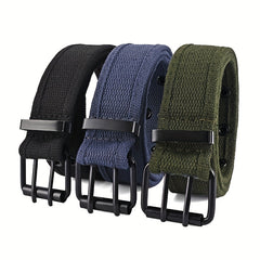 Canvas Belt Double Pin Buckle Men Women Casual Jeans Belt