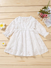 Cute Baby Girl's Long Sleeve Princess Dress with Flower Graphic
