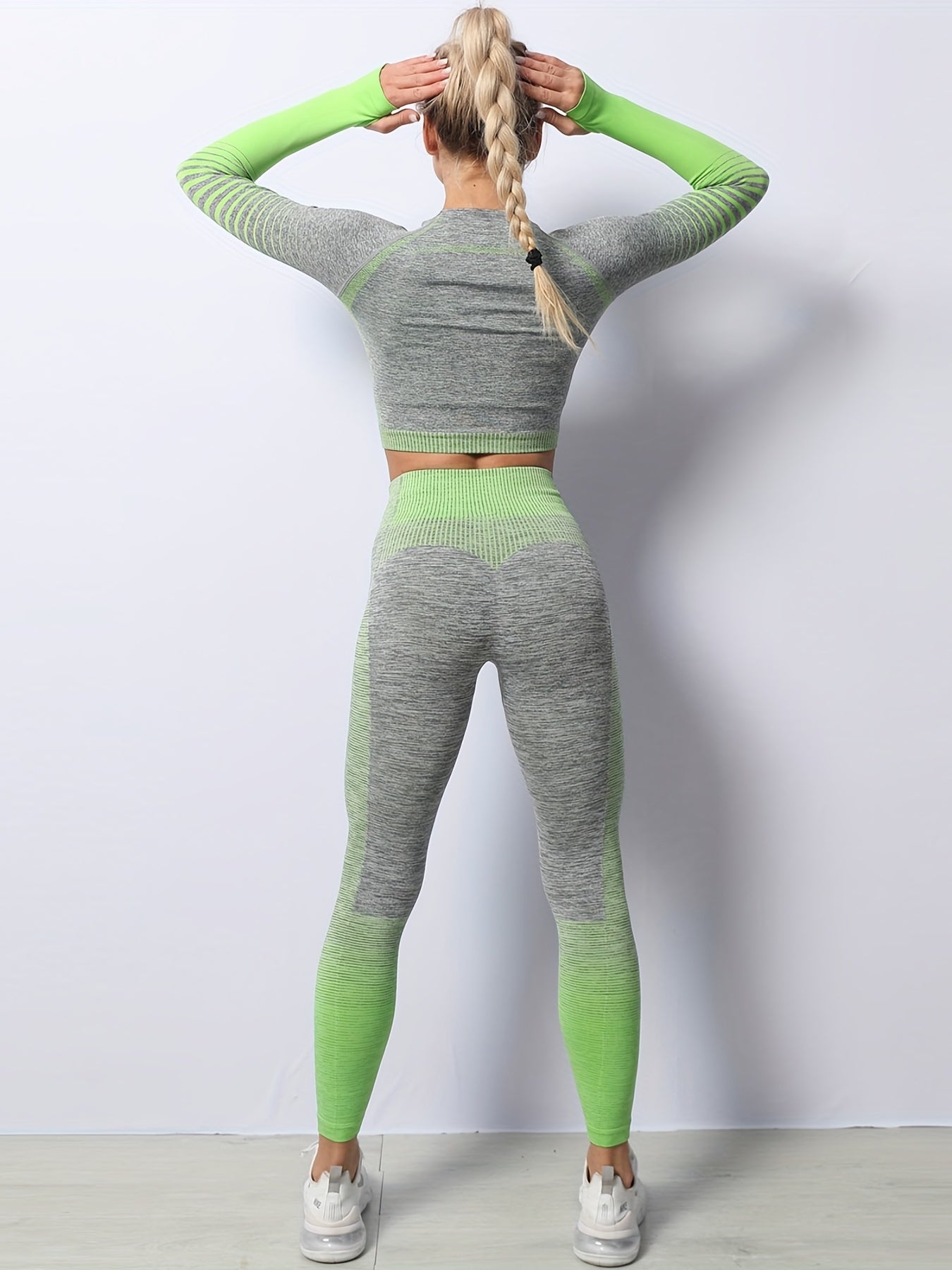 Seamless Yoga Set Long Sleeve T Shirt & High Waist Running Pant